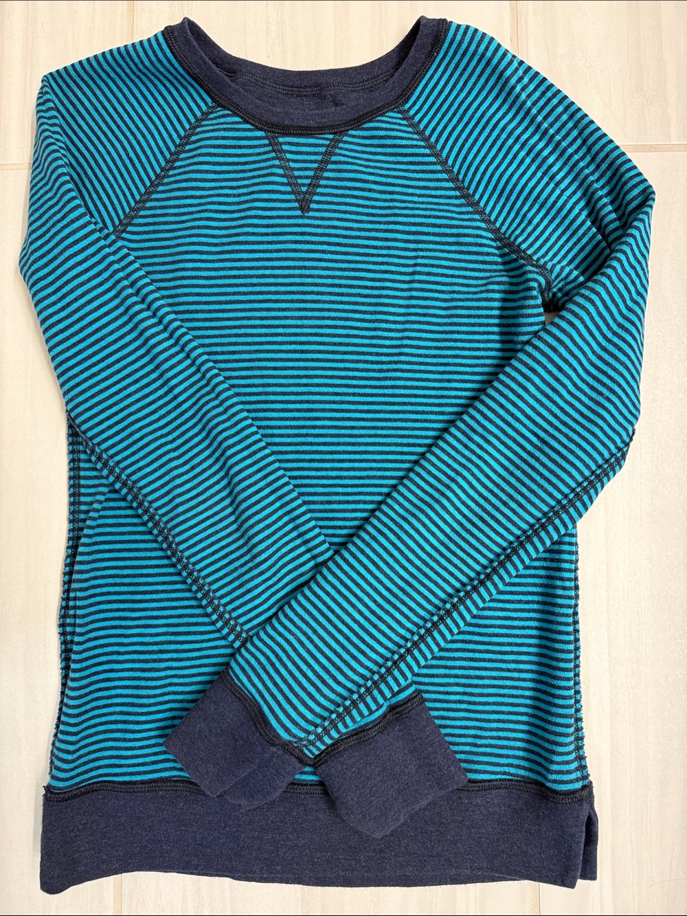 lululemon athletica Teal and Navy Striped Women’s Light Sweatshirt REVERSIBLE!
